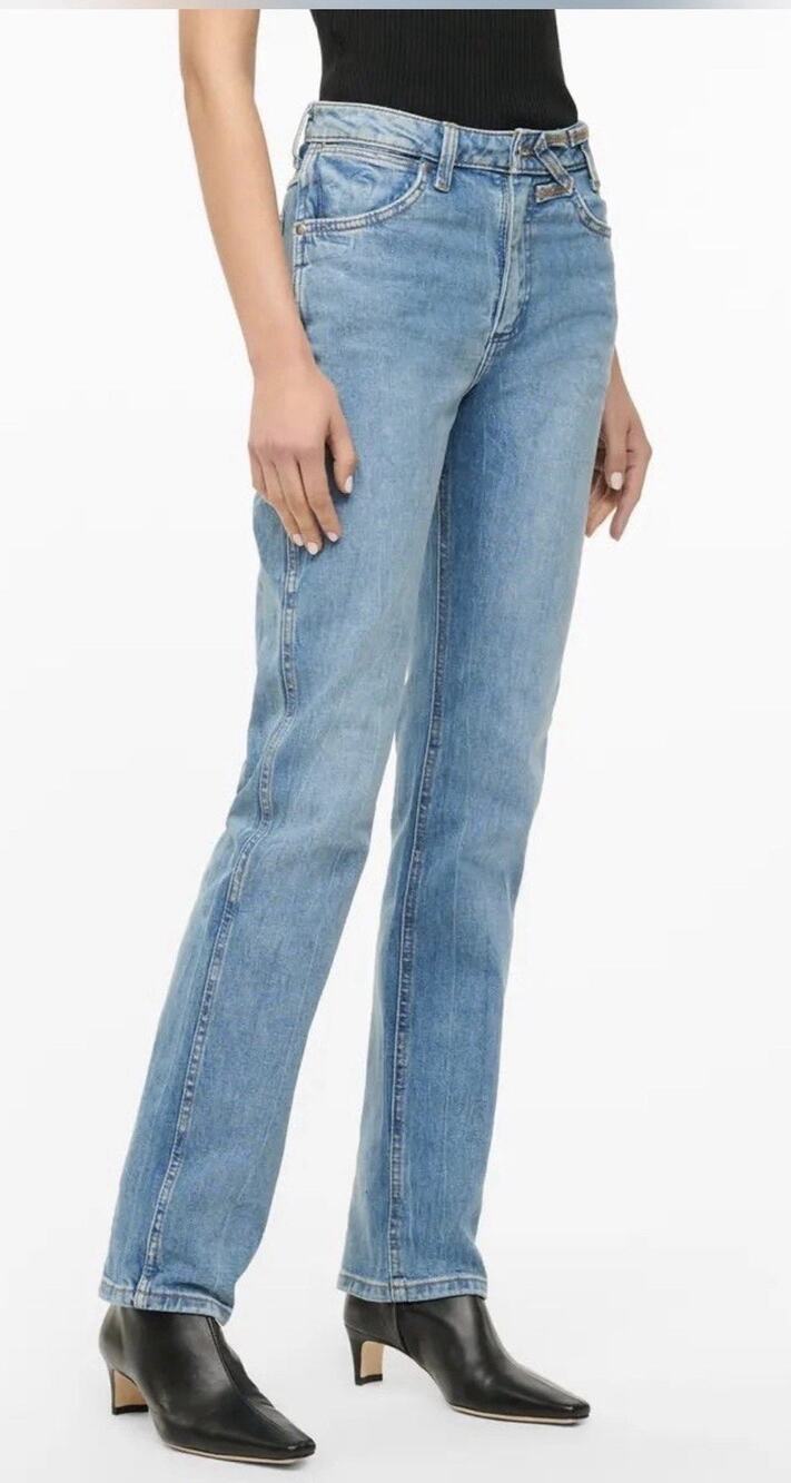 Wrangler x STAUD The Everyday Blue High Rise Straight Pants Size 26 X 32 NWT